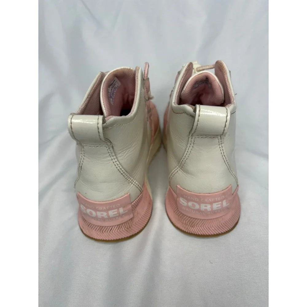Sorel Out N About Kid 4 Waterproof Duck Boots Cream Metallic Pink Leather Rubber